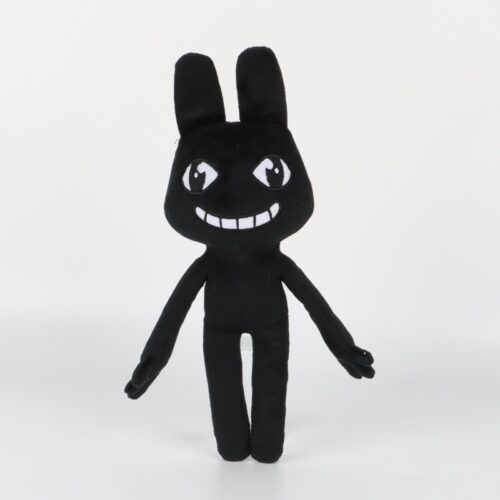 Black, baring-fanged monster in a standing pose. Plush